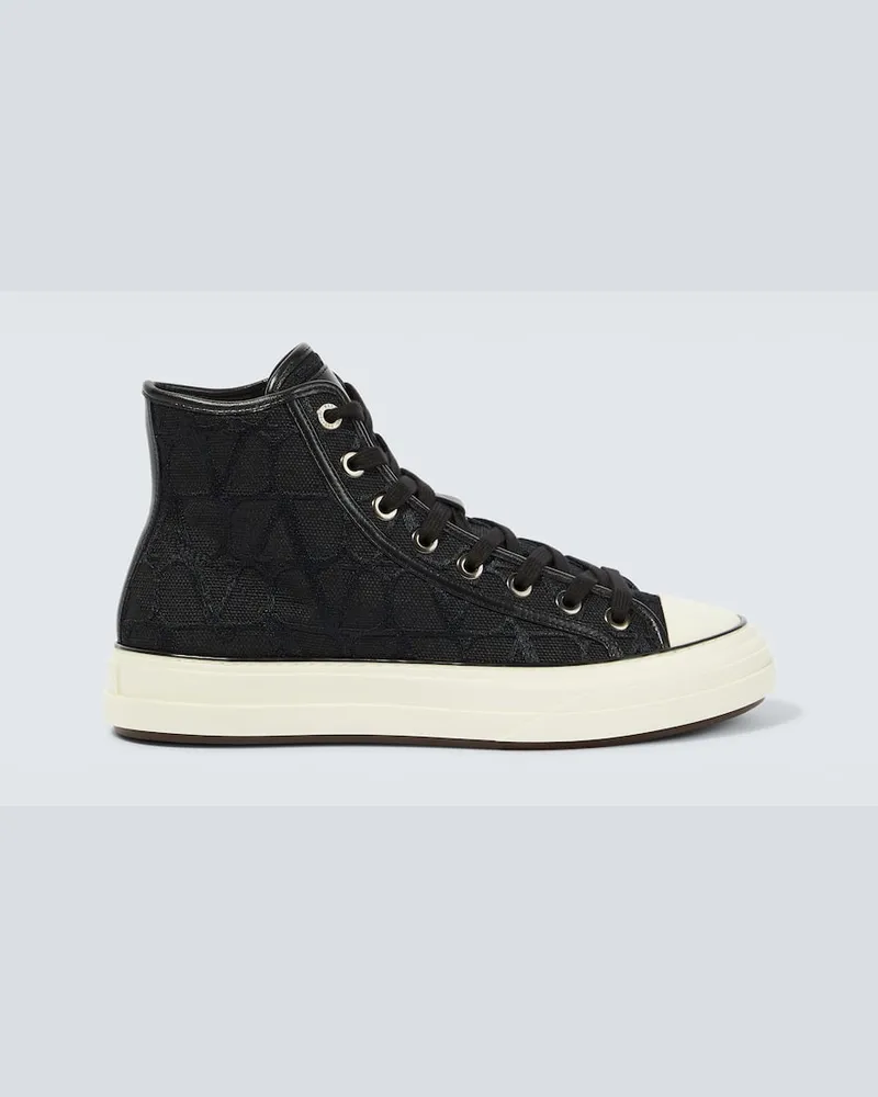 Valentino Garavani High-Top Sneakers Toile Iconographe aus Canvas Schwarz