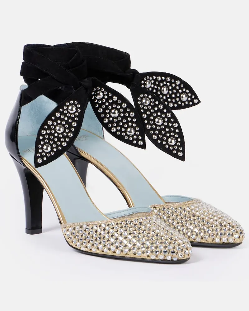 Valentino Garavani Pumps Foliefoliage 85 aus Leder Schwarz
