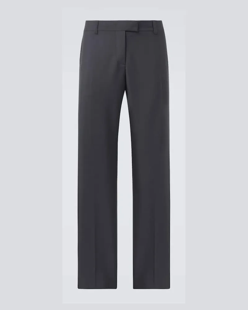 Miu Miu Gerade Hose aus Mohair und Wolle Grau