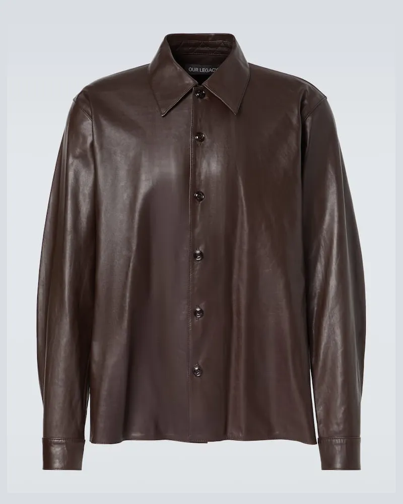 Our Legacy Hemdjacke Welding aus Leder Braun