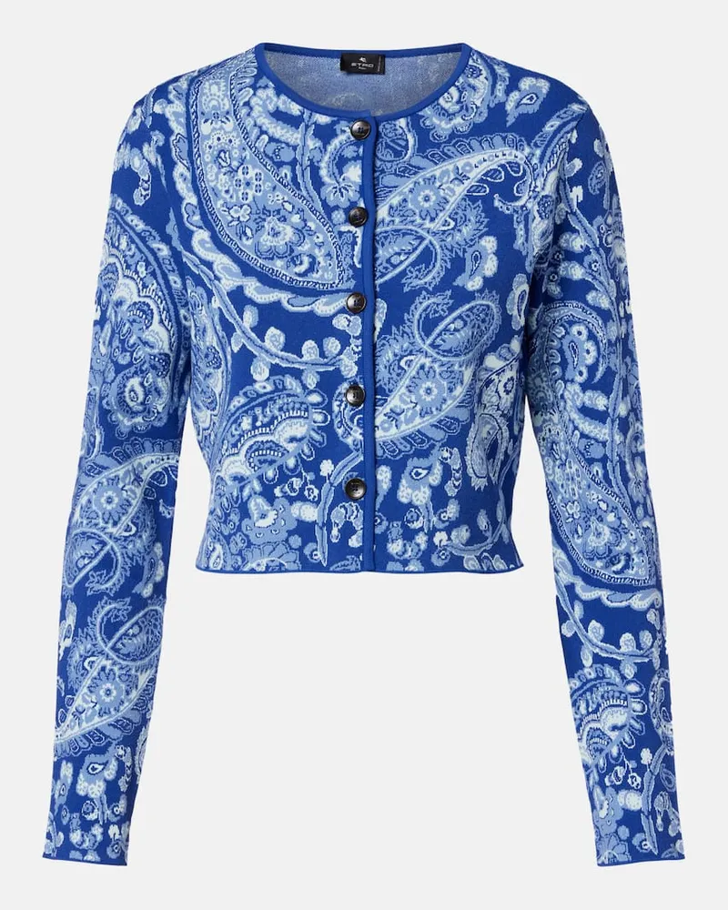 Etro Cropped-Cardigan aus Jacquard Blau