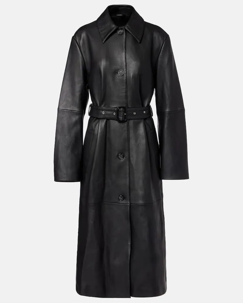 Totême Mantel aus Leder Schwarz