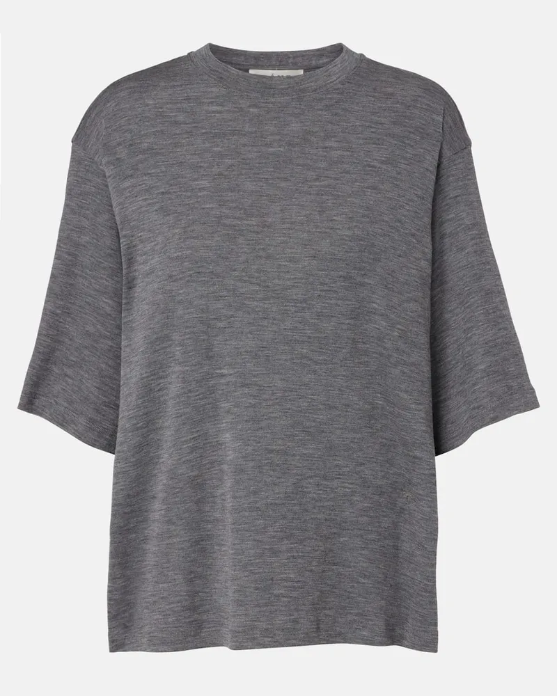 Róhe Róhe T-Shirt aus Wolle Grau