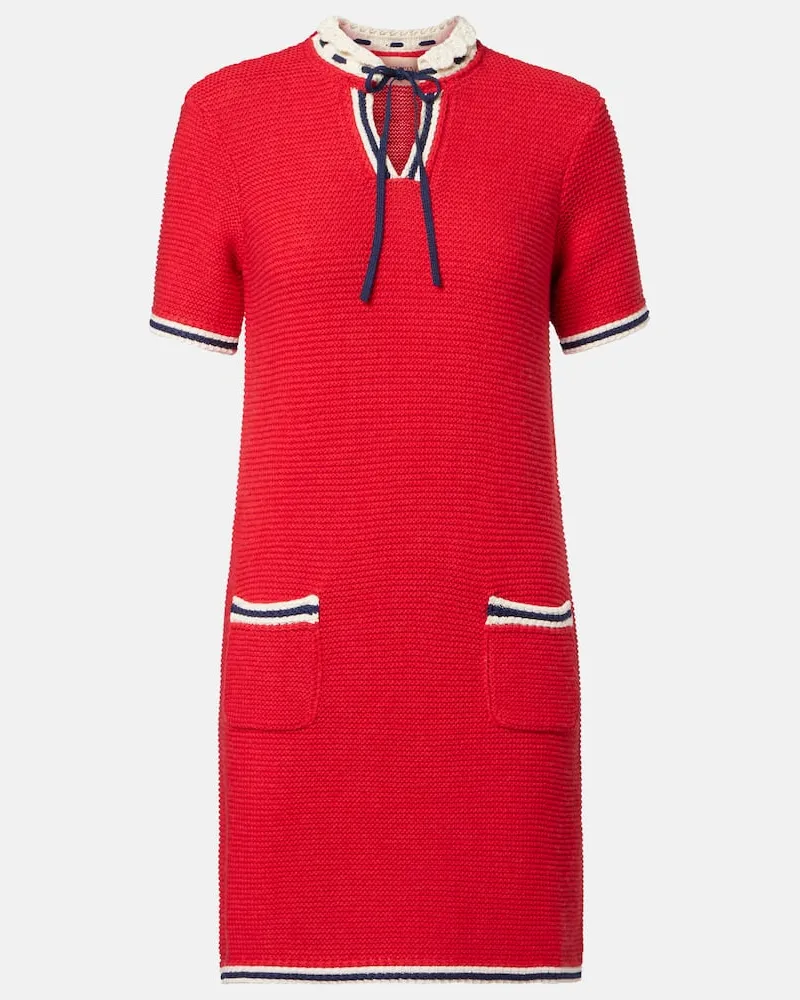 Valentino Garavani Minikleid aus Baumwolle und Wolle Rot