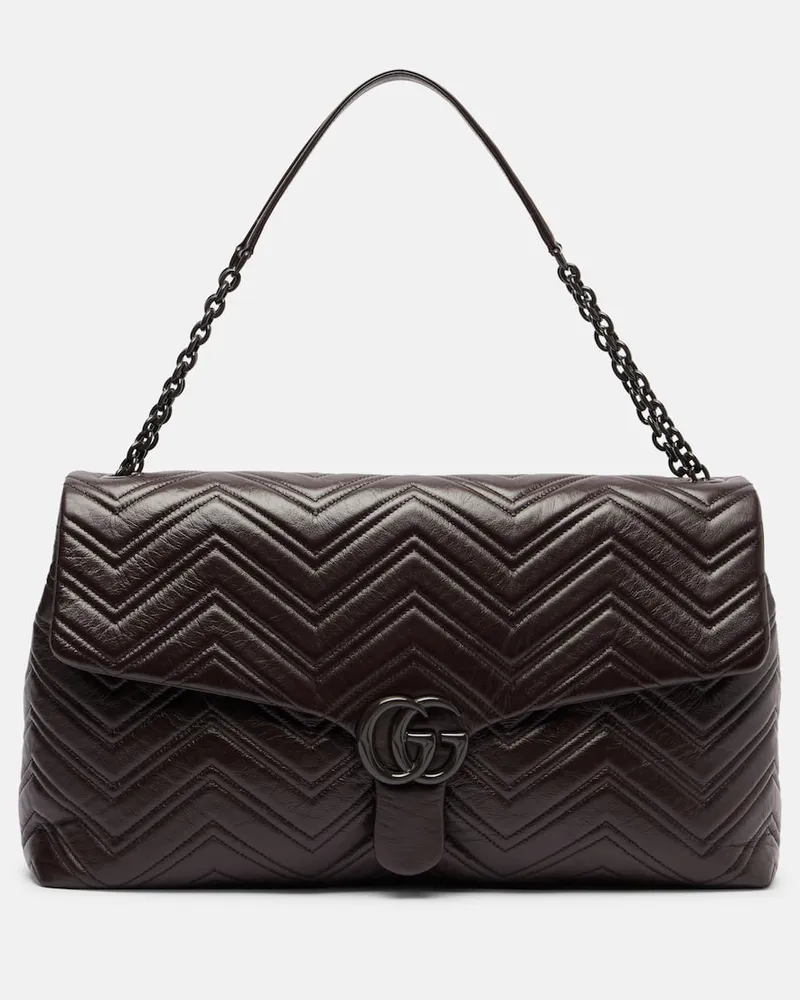 Gucci Schultertasche GG Marmont Maxi aus Leder Braun