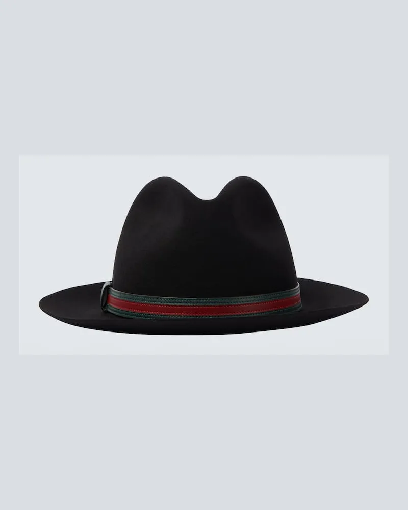 Gucci Hut Web Stripe aus Wolle Schwarz