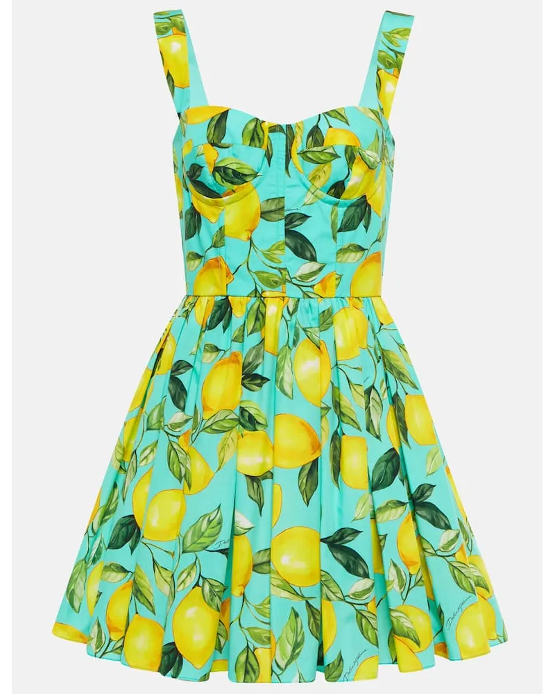 Dolce & Gabbana Minikleid aus Baumwollpopeline Multicolor