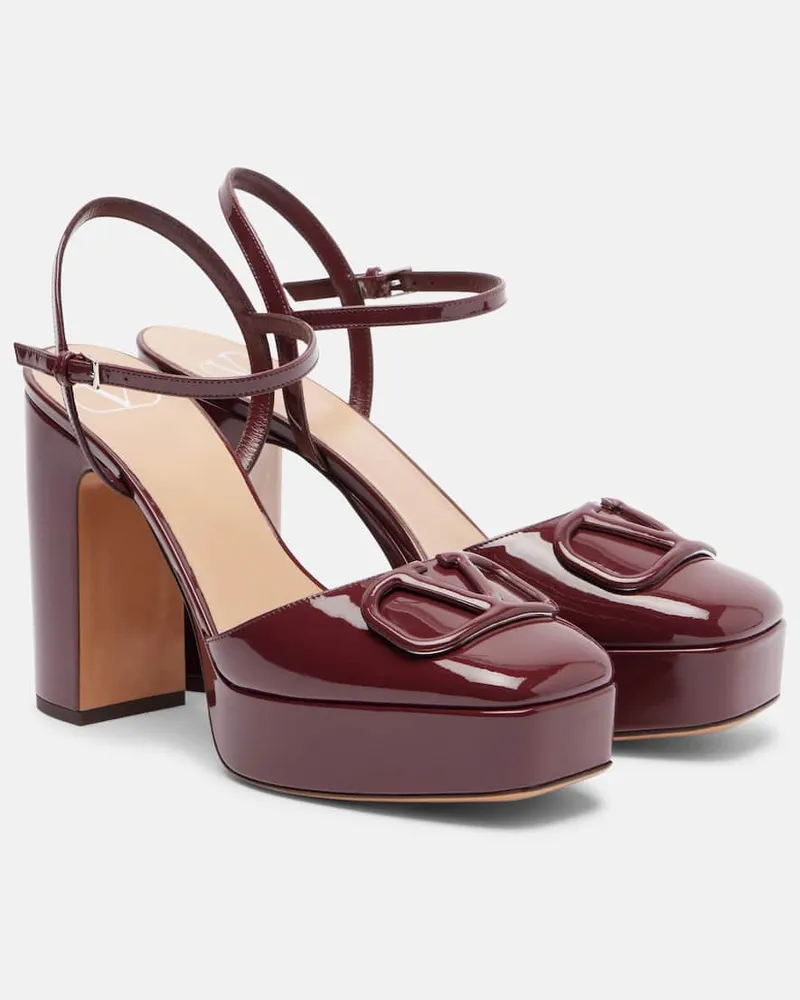 Valentino Garavani Plateau-Pumps VLogo Signature 115 aus Lackleder Burgunderrot