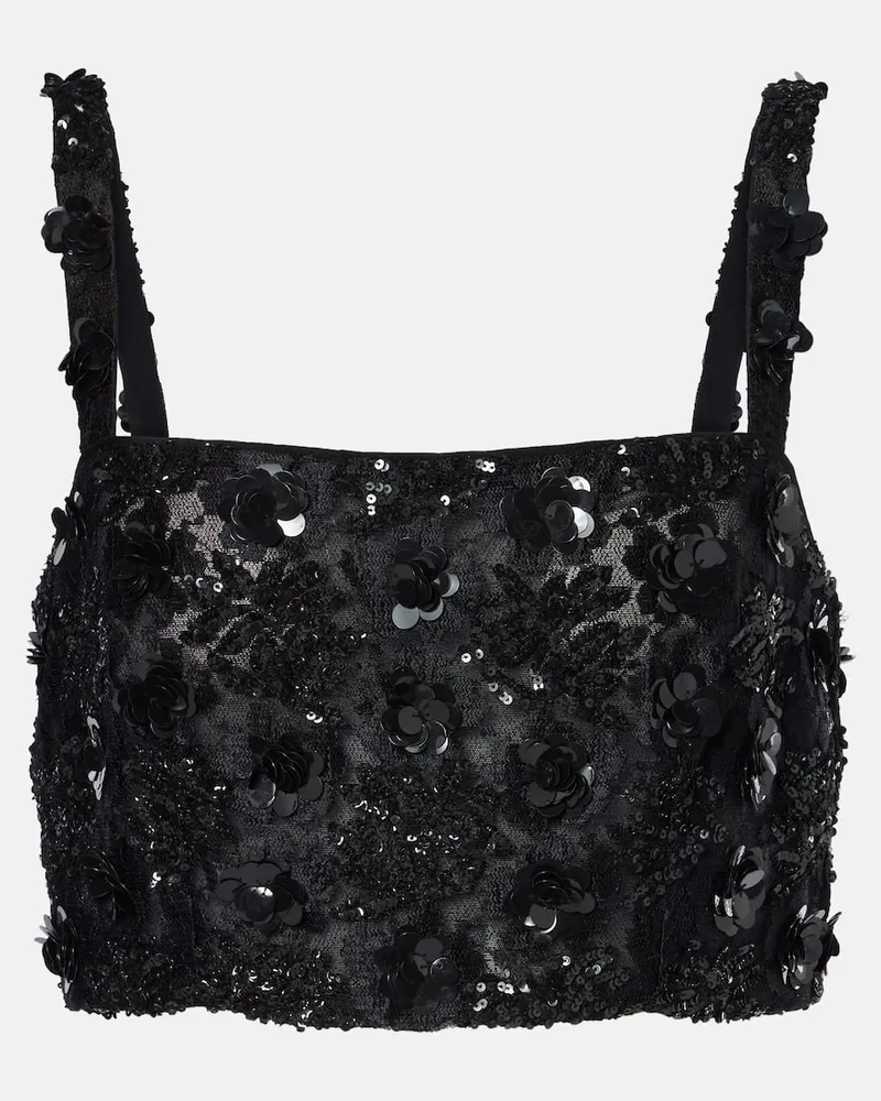 Dolce & Gabbana Cropped-Top mit Pailletten Schwarz
