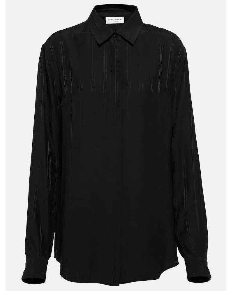 Saint Laurent Hemd aus Seide Schwarz