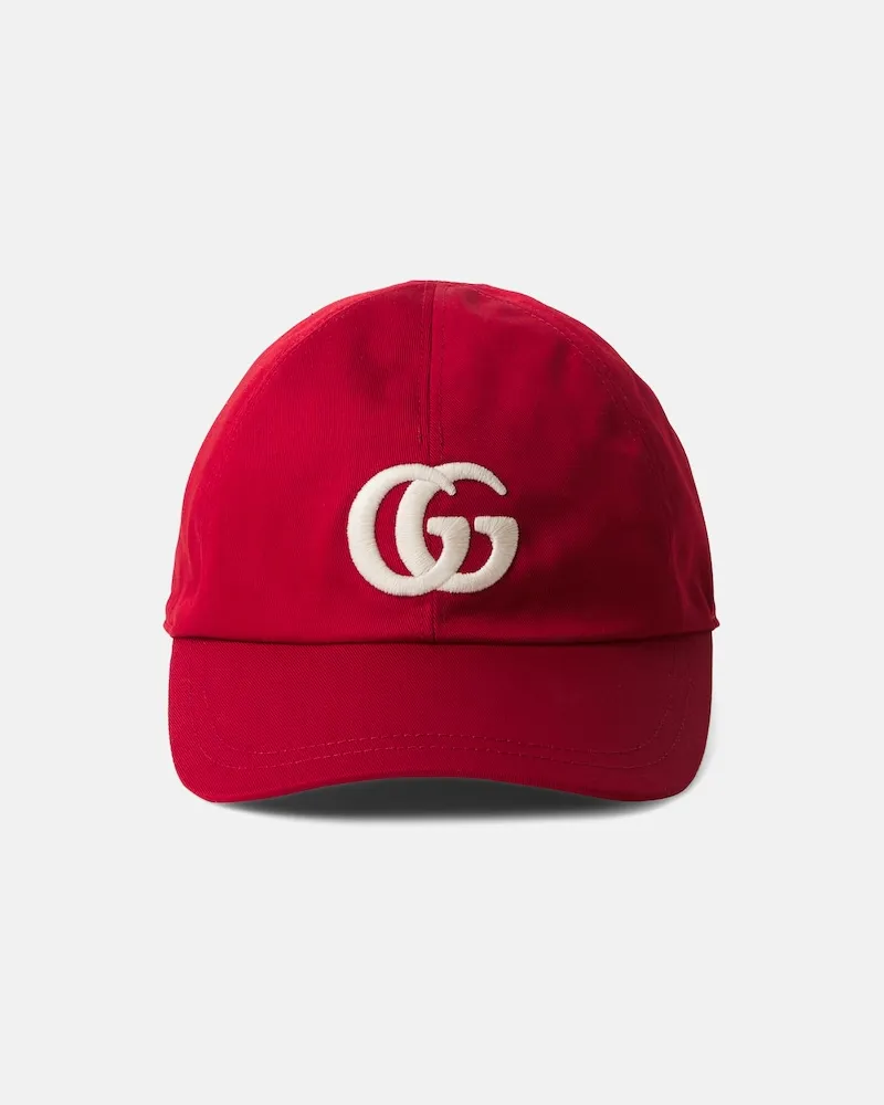 Gucci Baseballkappe GG aus Baumwolle Rot