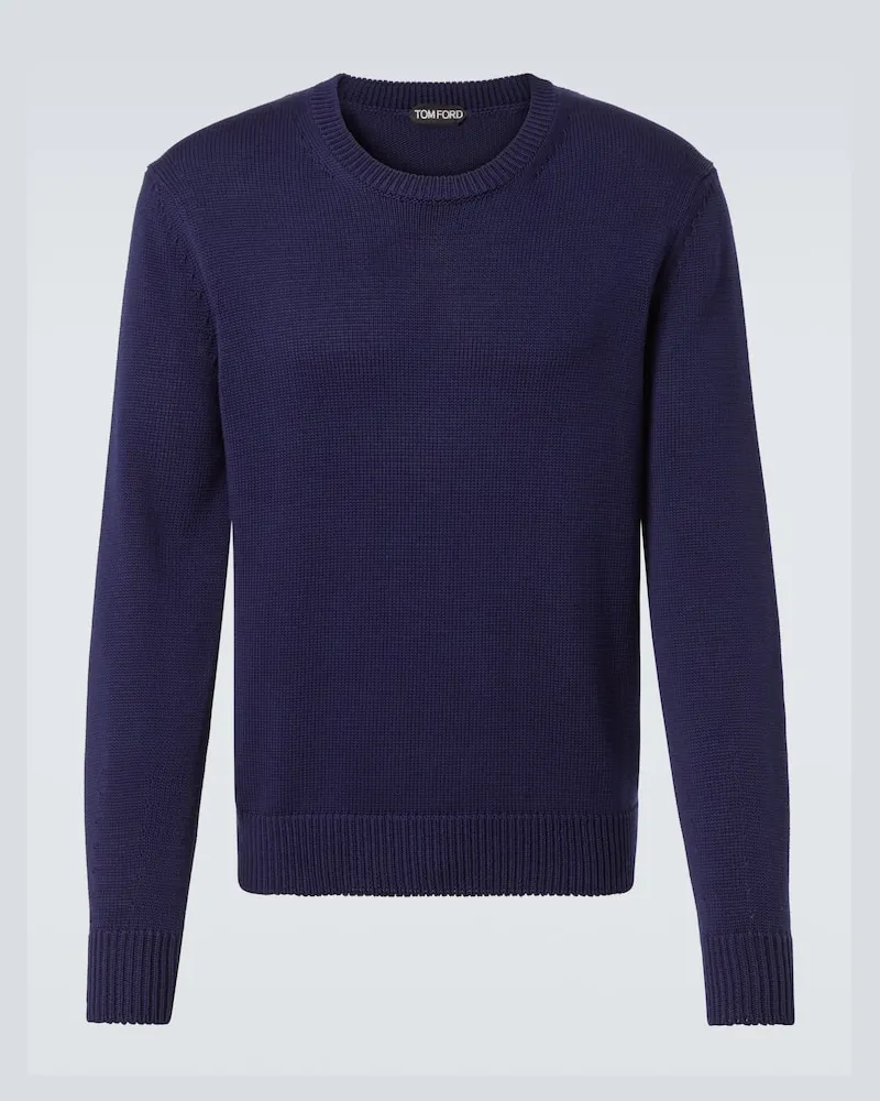 Tom Ford Pullover aus Baumwolle und Seide Blau