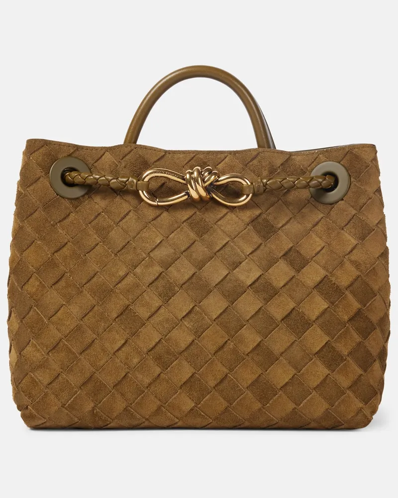 Bottega Veneta Tote Andiamo Small aus Veloursleder Braun