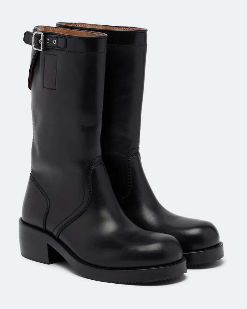 Dries van Noten Bikerstiefel aus Leder Schwarz
