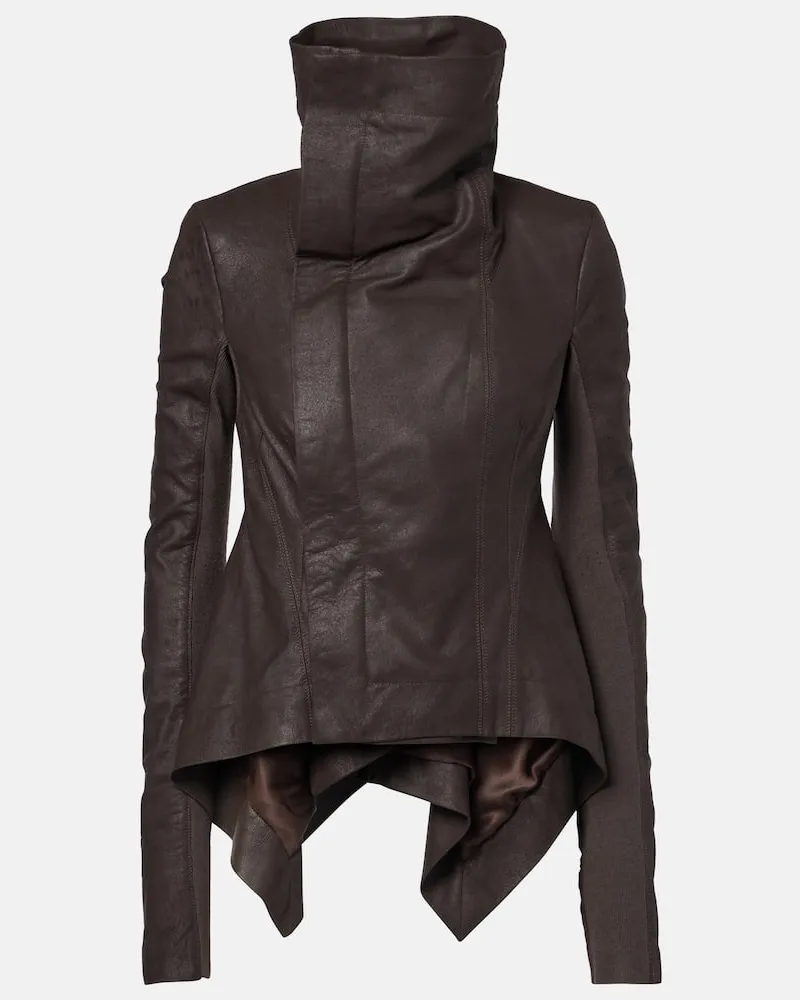 Rick Owens Bikerjacke Naska aus Leder Braun