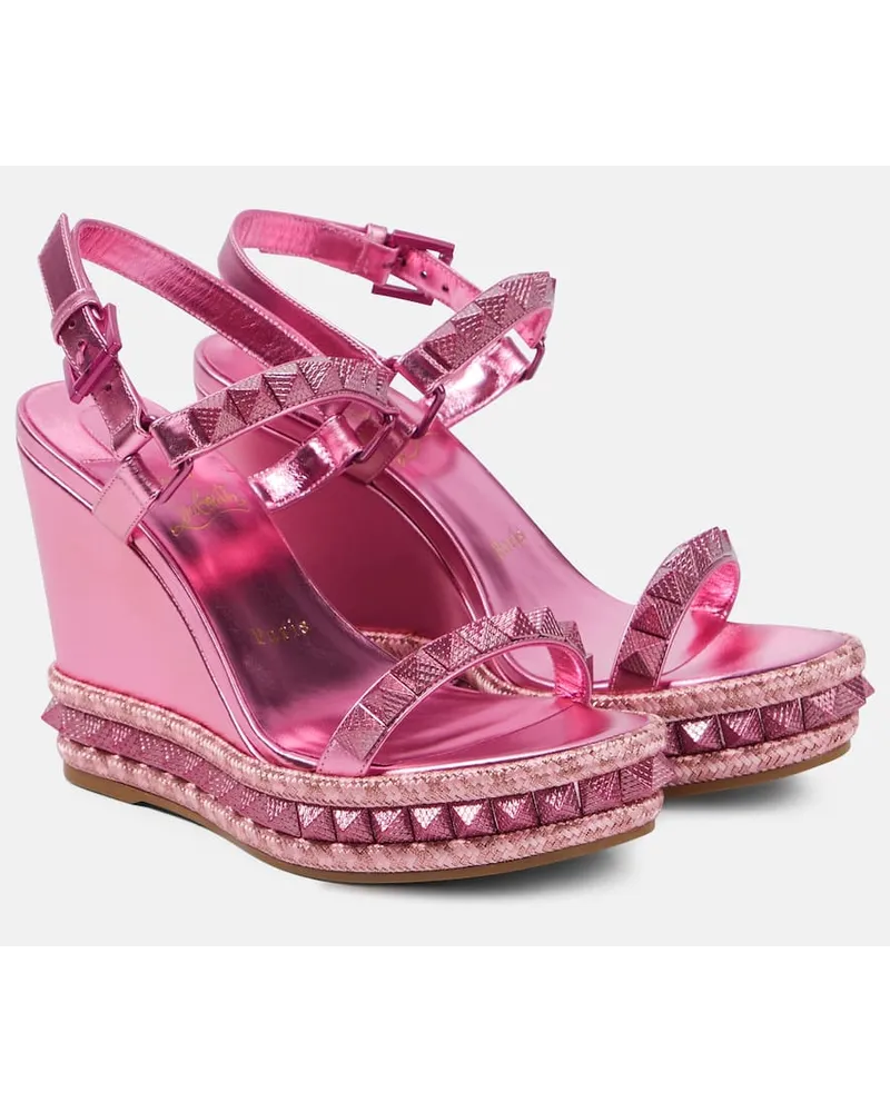 Christian Louboutin Verzierte Wedge-Sandalen Pyraclou 110 Pink