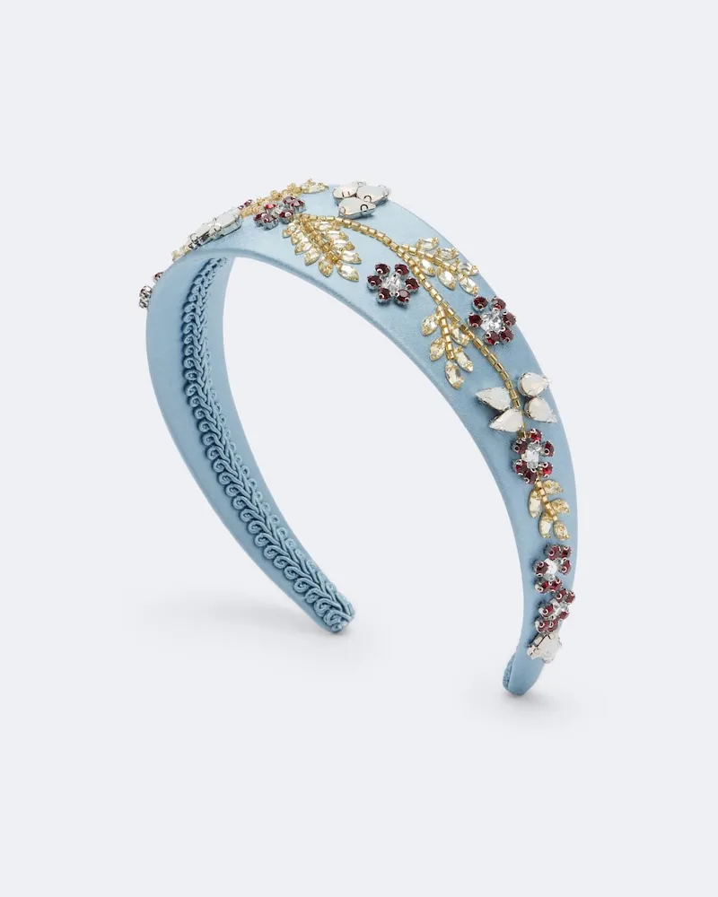Erdem Verziertes Haarband aus Satin Blau