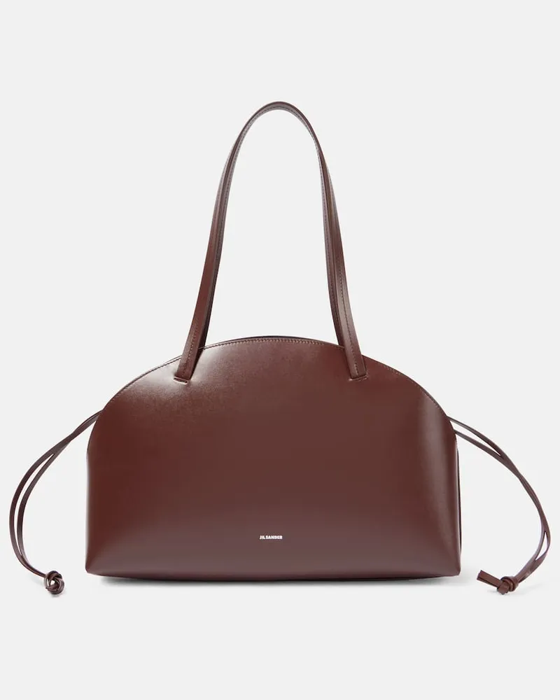 Jil Sander Schultertasche Curve Medium aus Leder Braun