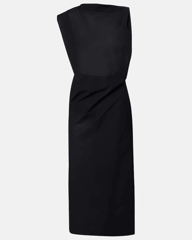 Jacquemus Midikleid Drap aus Popeline Schwarz