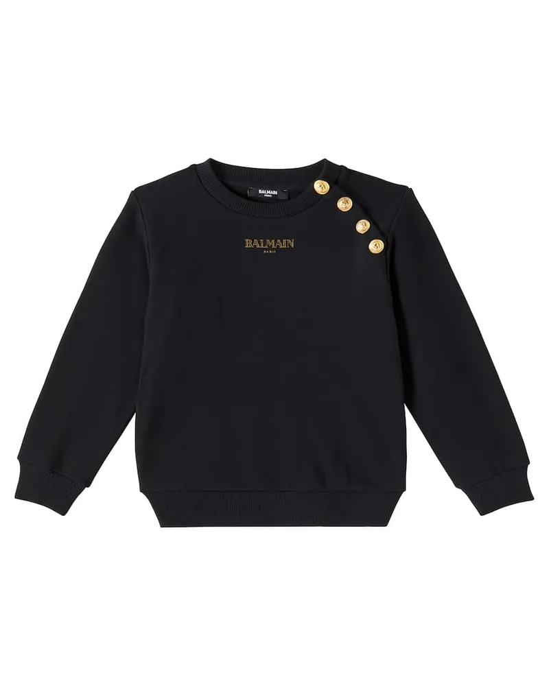 Balmain Bedrucktes Sweatshirt aus Baumwolle Schwarz