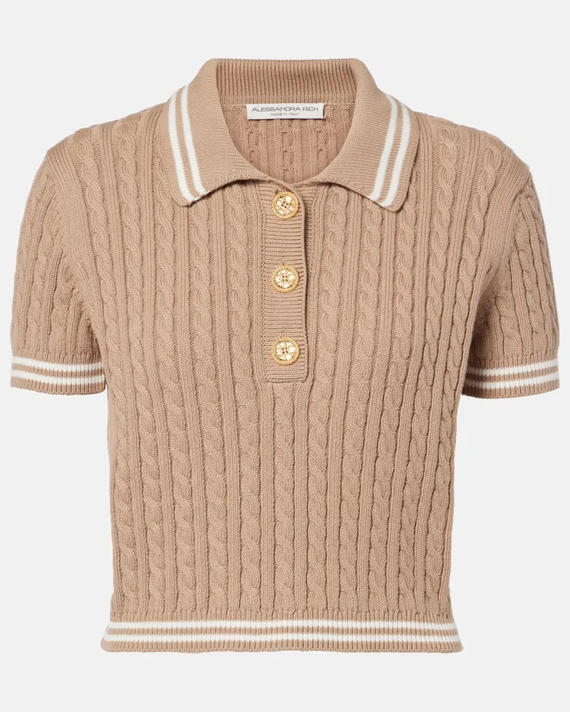 Alessandra Rich Polohemd aus Baumwolle Beige