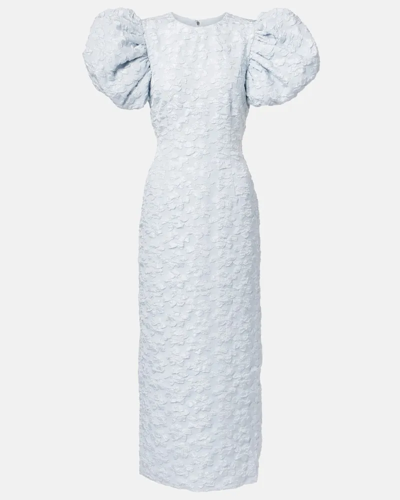 ROTATE Birger Christensen Midikleid aus Jacquard Blau