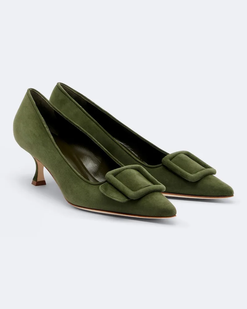 Manolo Blahnik Pumps Maysale aus Veloursleder Grün