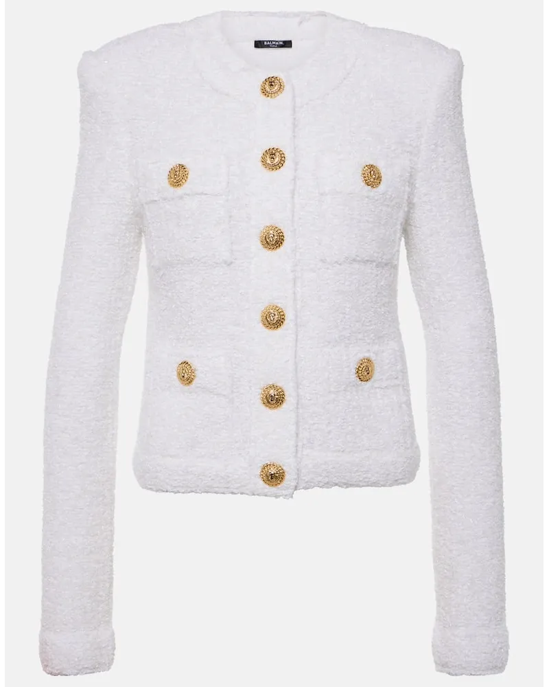 Balmain Jacke Miami aus Tweed Weiss