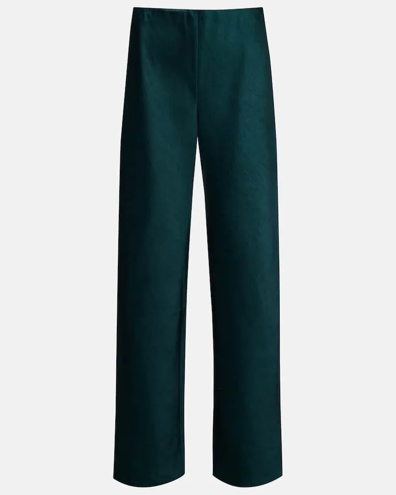 Vince Weite High-Rise-Hose aus Satin Grün