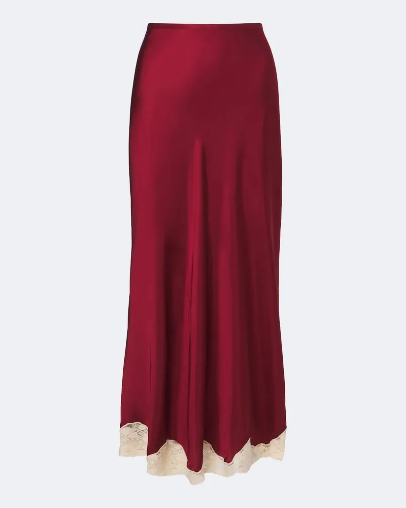 RIXO Maxirock aus Satin mit Spitze Rot