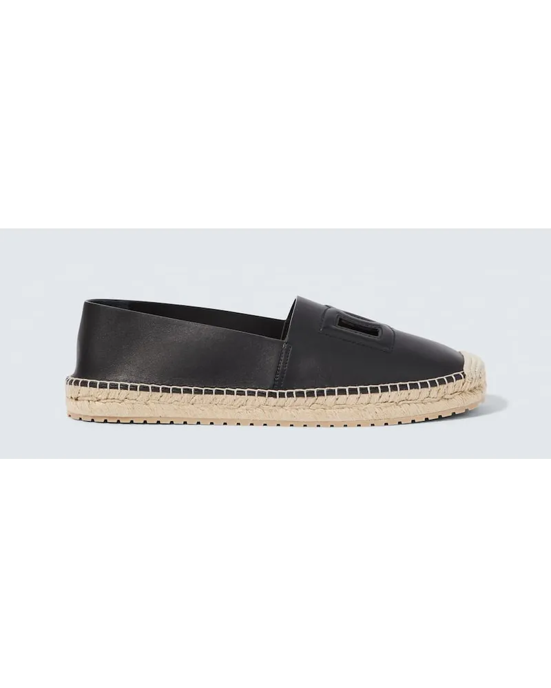 Dolce & Gabbana Espadrilles DG aus Leder Schwarz