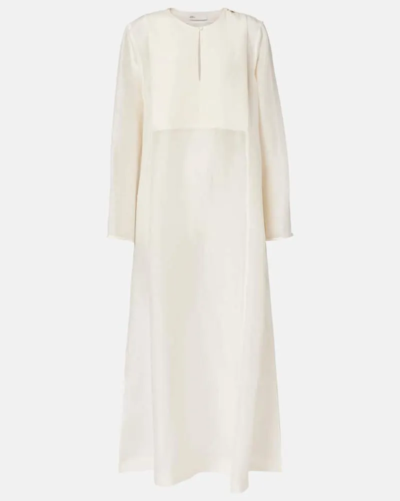 Tory Burch Kaftan aus Leinen und Seide Weiß