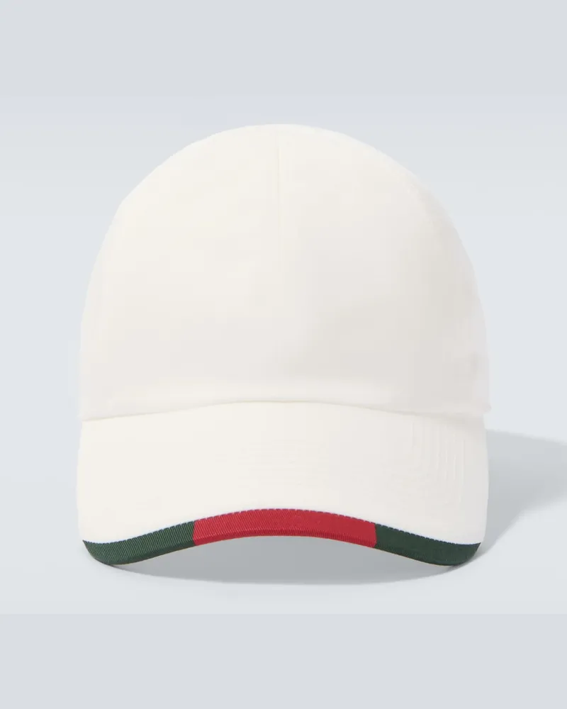 Gucci Baseballcap Web Stripe aus einem Baumwollgemisch Weiß