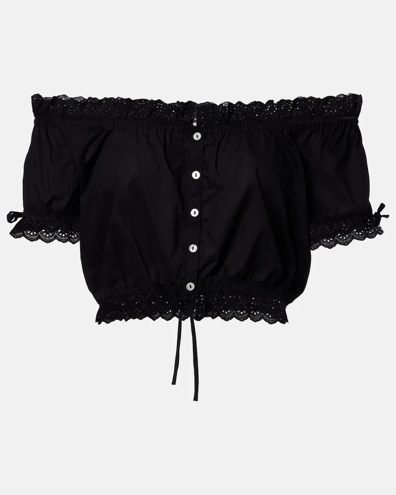 Poupette St Barth Cropped-Top Nala aus Baumwollpopeline Schwarz