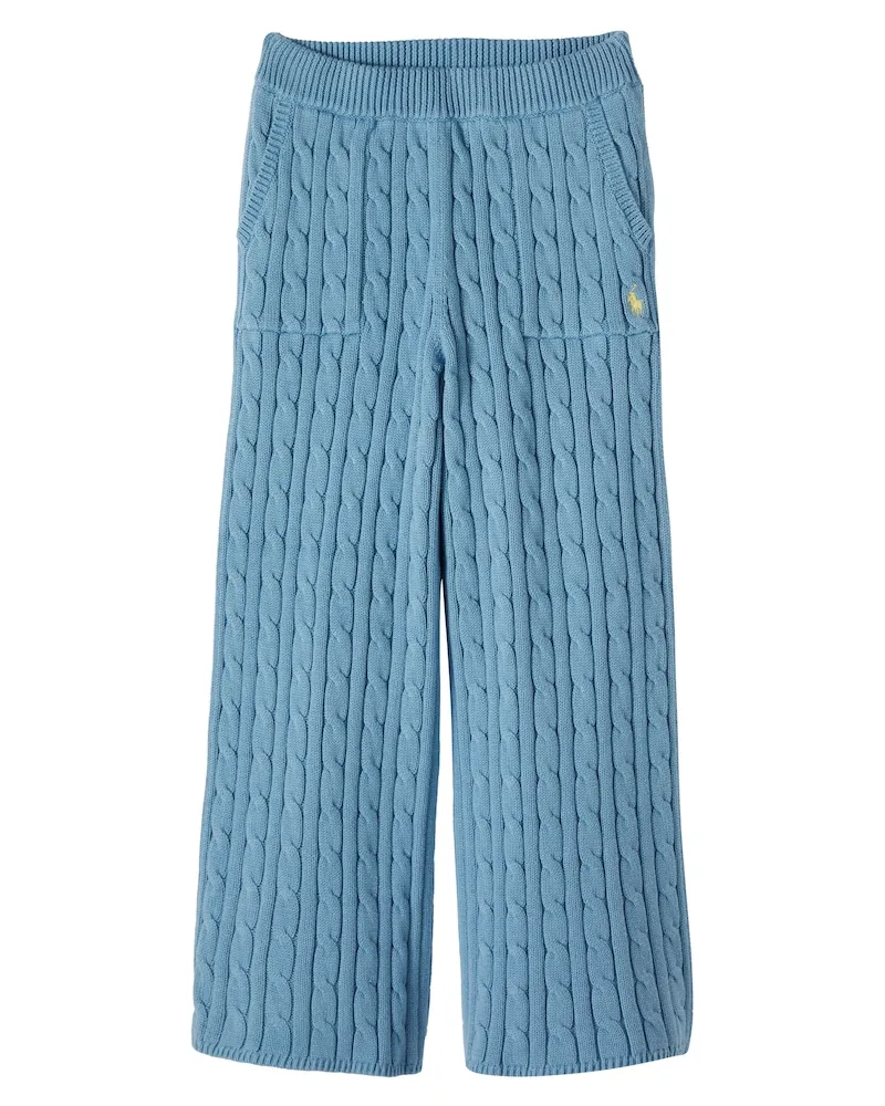 Ralph Lauren Hose aus Baumwolle mit Zopfstrickmuster Blau