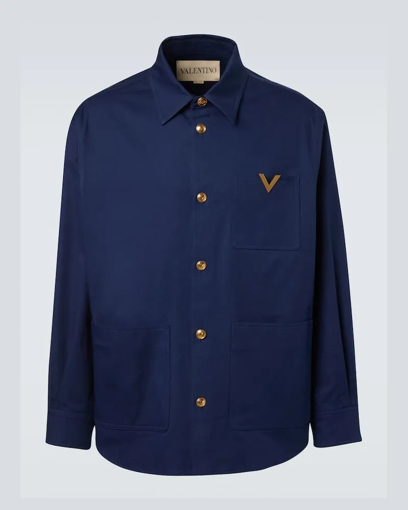 Valentino Garavani Hemdjacke VGold aus Baumwoll-Gabardine Blau