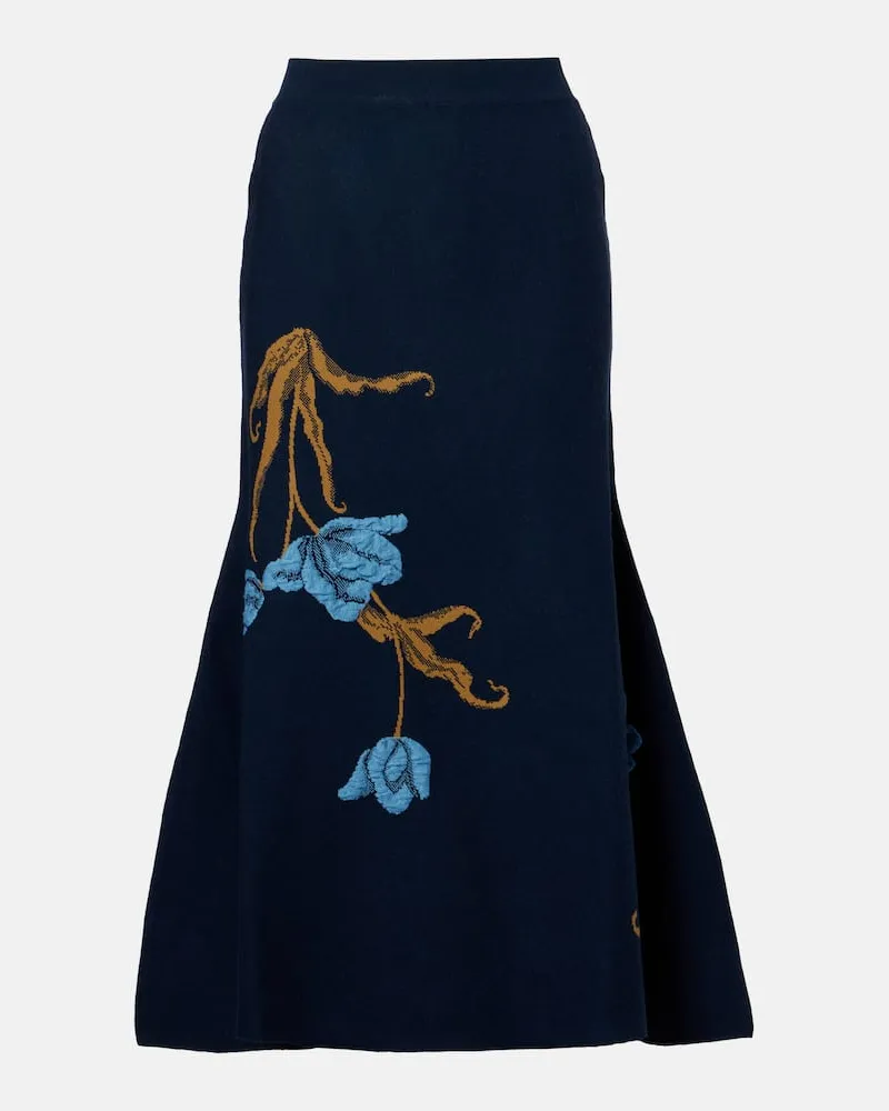 Erdem Midirock aus Jacquard Blau