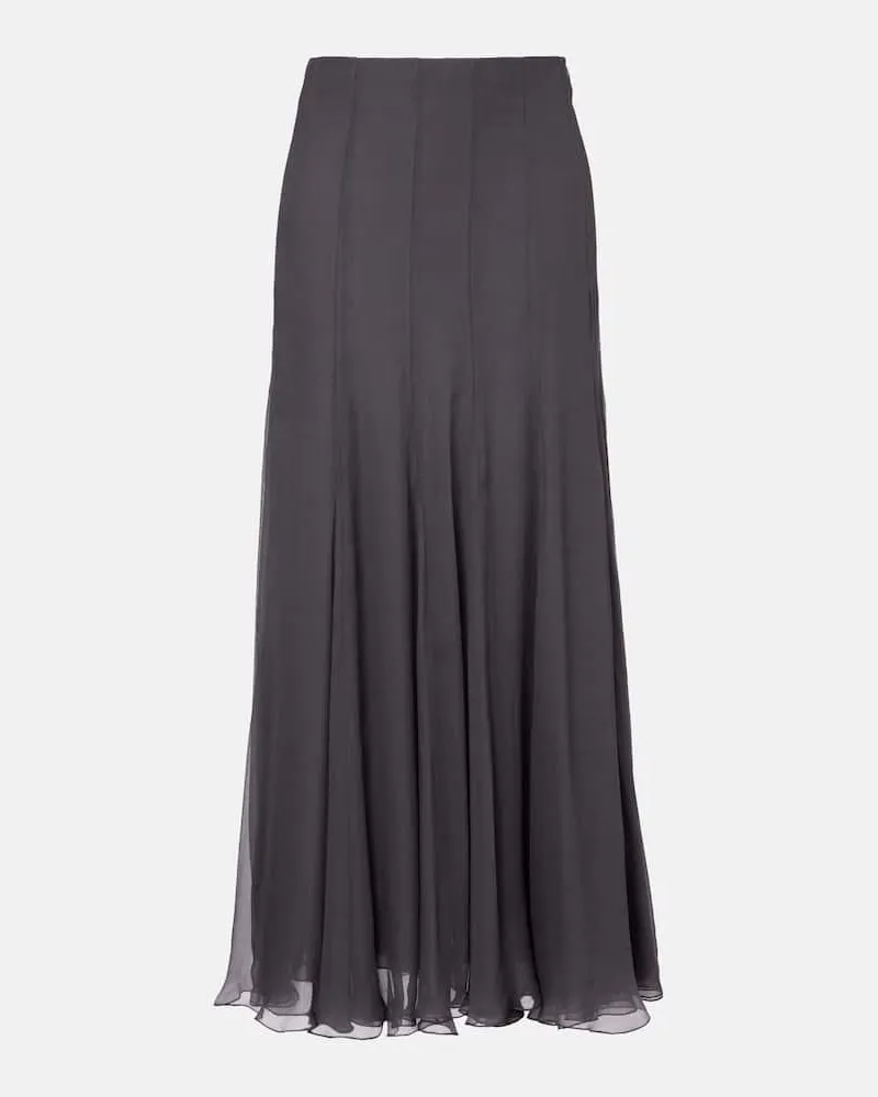 Chloé Chloé High-Rise-Maxirock aus Seidenmusselin Grau