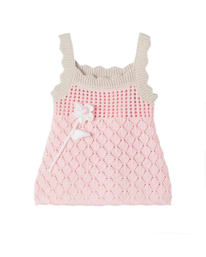Monnalisa Baby Top aus Baumwolle mit Satin Rosa