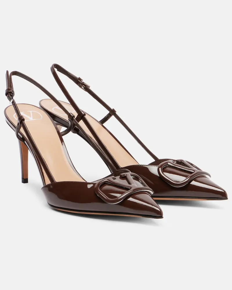 Valentino Garavani Slingback-Pumps VLogo Signature aus Lackleder Braun