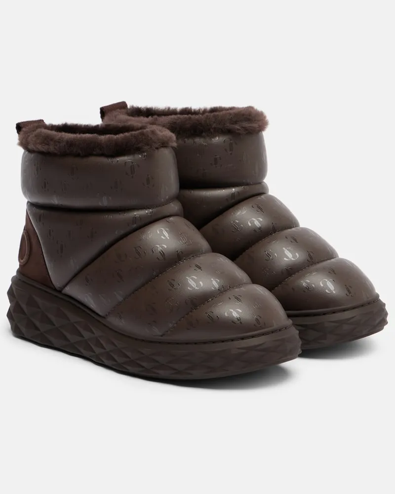Jimmy Choo Schneestiefel Xan aus Leder mit Shearling Braun