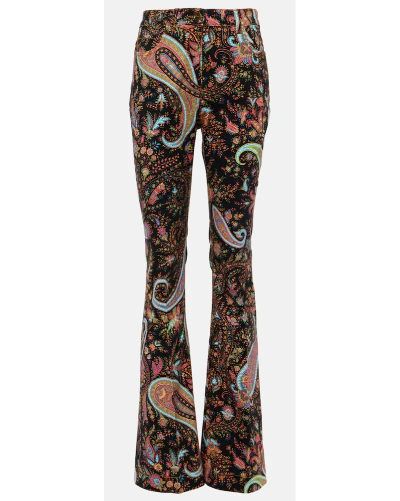 Etro Bedruckte High-Rise-Schlaghose Multicolor