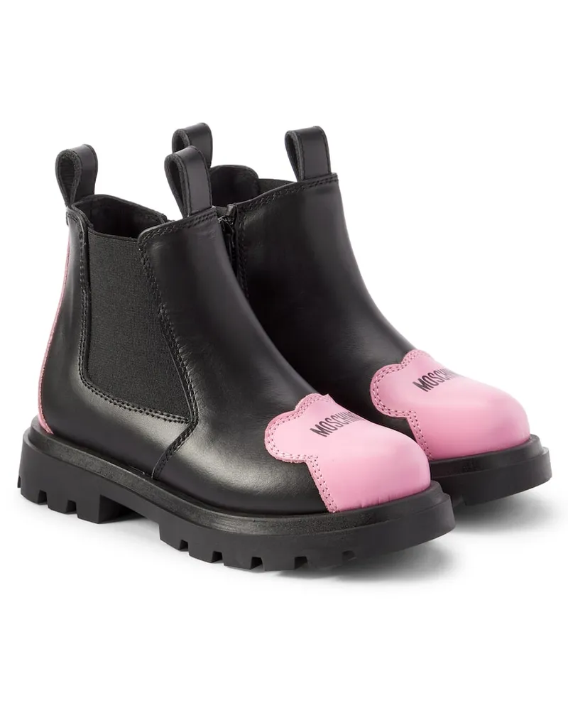 Moschino Chelsea Boots aus Leder Schwarz