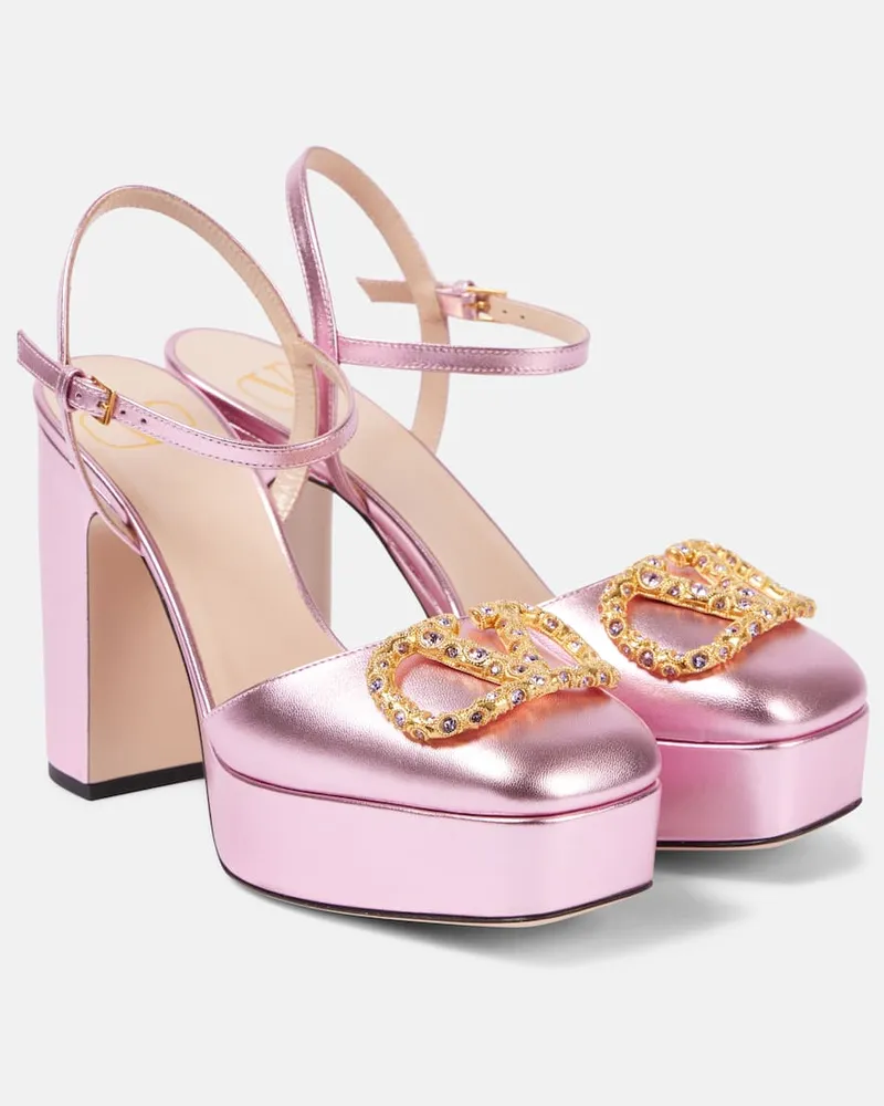 Valentino Garavani Slingback-Pumps VLogo Signature aus Metallic-Leder Lila