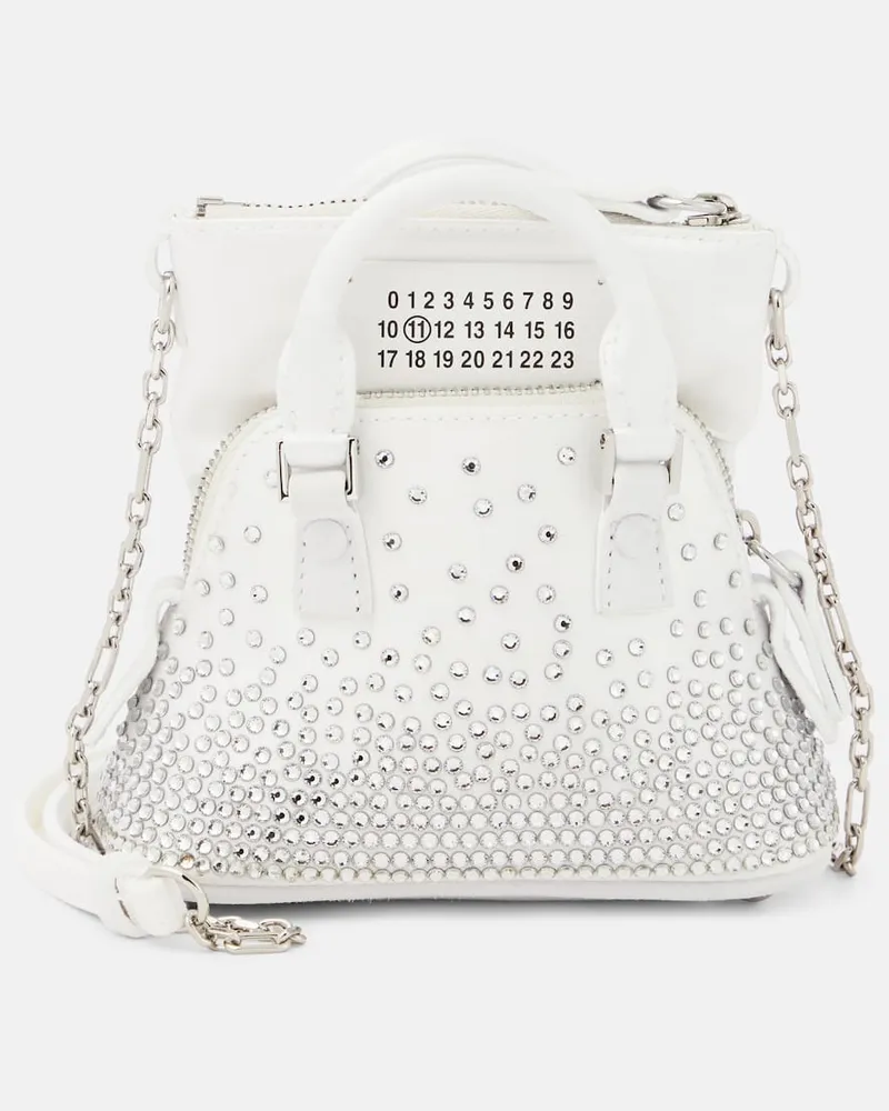 Maison Margiela Verzierte Schultertasche 5AC Classique Baby Weiß