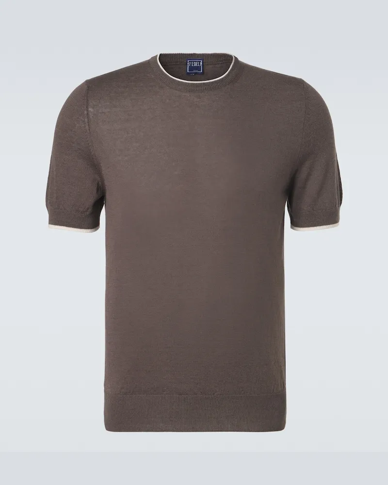 Fedeli Pullover aus Leinen und Baumwolle Braun