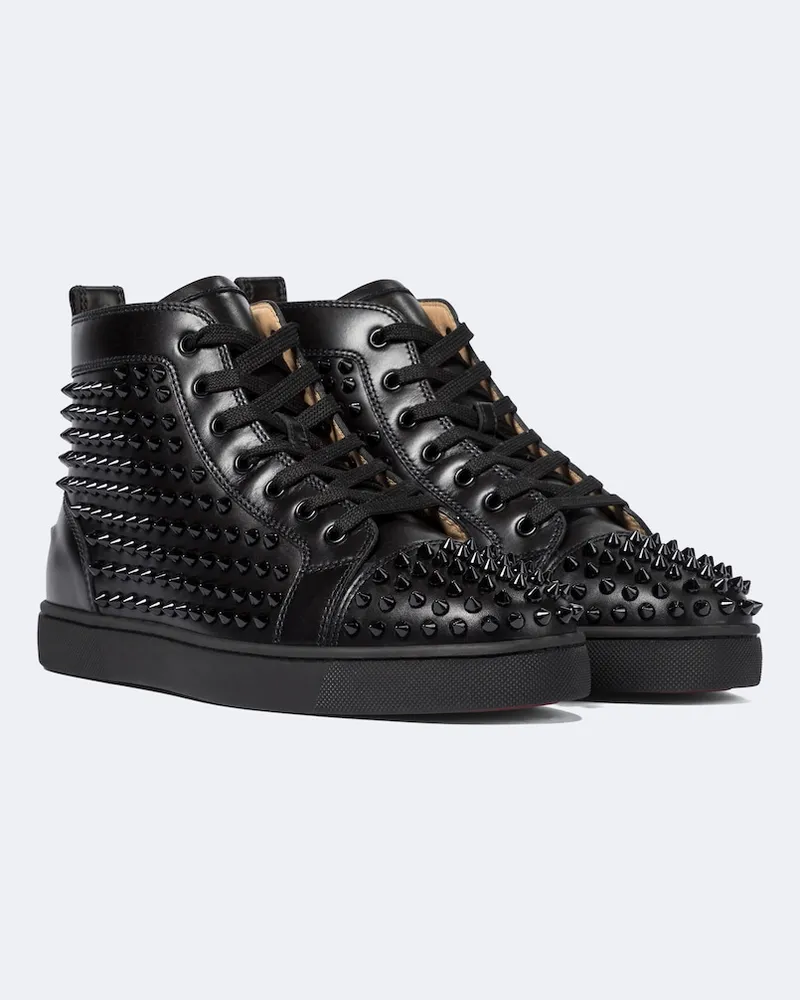 Christian Louboutin High-Top Sneakers Louis Spikes aus Leder Schwarz