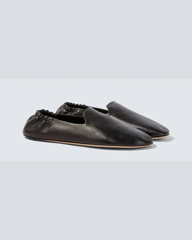 The Row Slip-Ons Casa aus Leder Schwarz