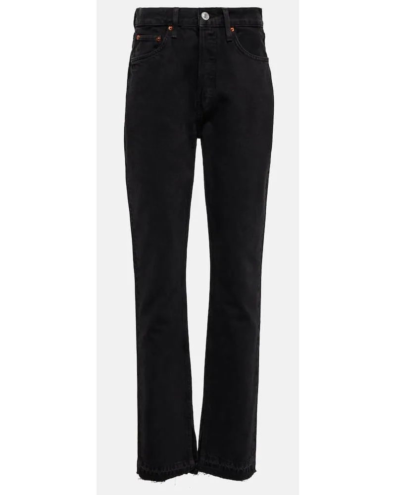 RE/DONE High-Rise Straight Jeans 70s Schwarz