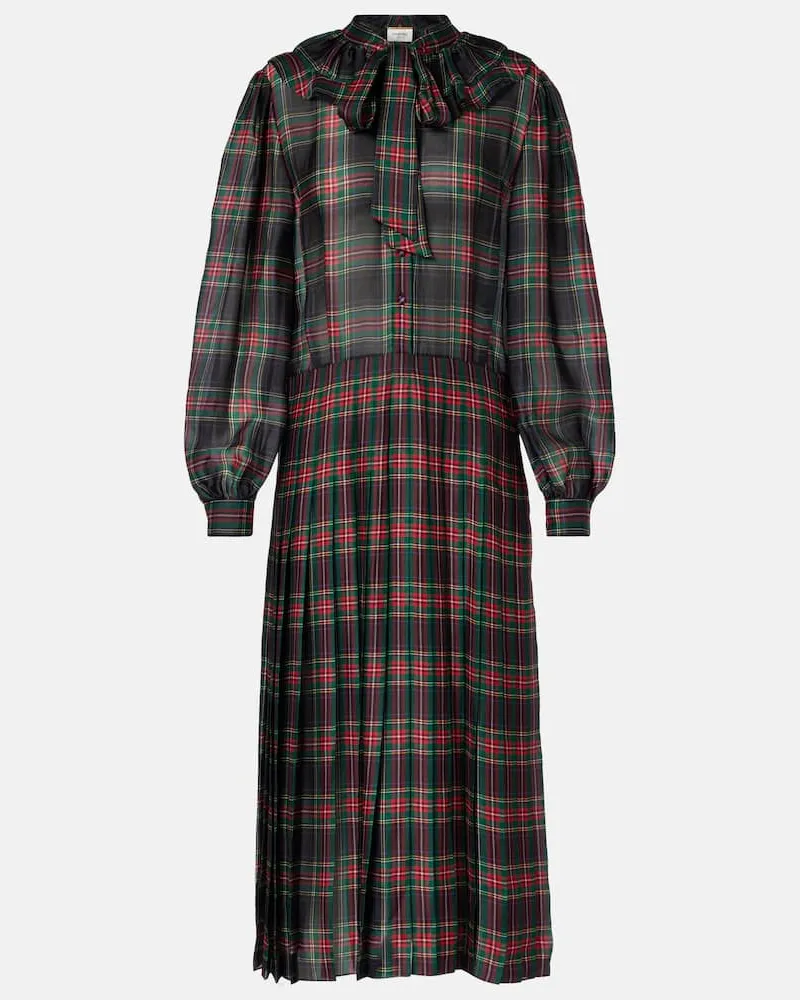 Saint Laurent Midikleid aus Seidencharmeuse Multicolor